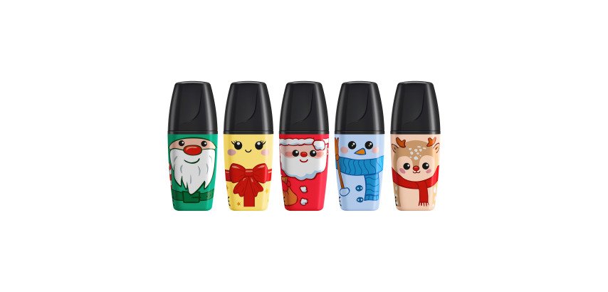 Surligneur Stabilo Boss mini Original Frosty Friends - Édition limitée Noël - Pochette de 5