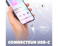 Écouteurs filaires T'nB C-BUDS type-C, blanc