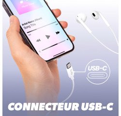 Écouteurs filaires T'nB C-BUDS type-C, blanc