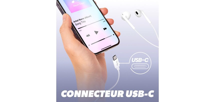 Écouteurs filaires T'nB C-BUDS type-C, blanc