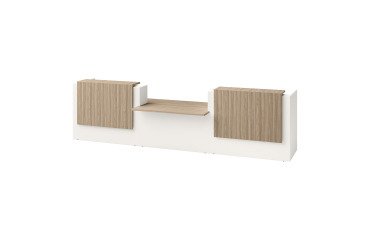 Reception desk right L 426 cm with low module in the center Jana