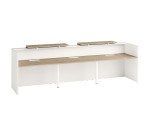 Rechte Bank Jana L 366 cm Struktur weißer Fuß / Ulmenplatte / Ulmentop