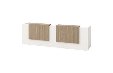 Banque droite Jana L 366 cm structure pied blanc / plateau orme / top orme
