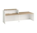 Rezeptionstheke gerade Jana L 286 cm mit PMR-Modul links, Struktur weißer Fuß / Platte Ulme / Top Ulme