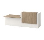 Right reception desk Jana L 286 cm with PMR module on the left, white leg structure / elm top / elm surface