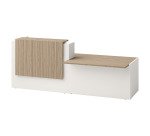 Receptiebalie rechts Jana L 286 cm met PMR-module rechts structuur voet wit / blad iep / top iep