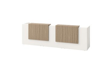 Banque droite Jana L 366 cm structure pied blanc / plateau blanc / top orme