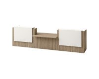Reception desk right L 426 cm with low module in the center Jana