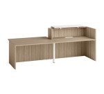 Right reception desk Jana L 286 cm with PRM module on the right, elm leg structure / elm top / white top