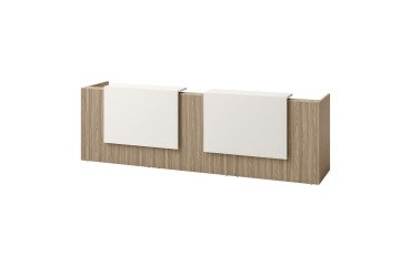 Banque droite Jana L 366 cm structure pied orme / plateau orme / top blanc