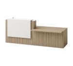 Right reception desk Jana L 286 cm with PRM module on the right, elm leg structure / elm top / white top