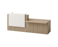 Right reception desk Jana L 286 cm with PRM module on the right, elm leg structure / elm top / white top