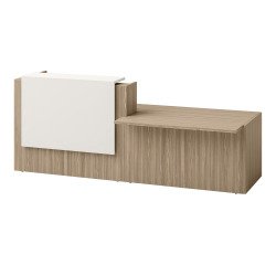 Receptiebalie rechts Jana L 286 cm met PMR-module rechts structuur voet olm / blad olm / top wit