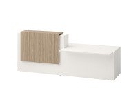 Banque droite Jana L 286 cm PMR à gauche  structure blanc / tablier orme