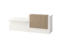 Banque droite Jana L 286 cm PMR à droite structure blanc / tablier orme