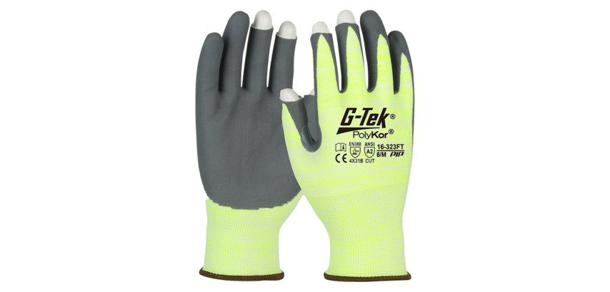 G-Tek Polykor® Snijbestendige Handschoen Maat 15 - 2 vingers en duim naadloos - Snijweerstand B - Per paar