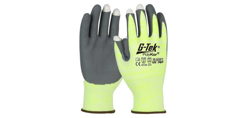 Gant anticoupures G-Tek Polykor® Jauge 15 - 2 doigts et pouce sans couture - Cut B - La paire