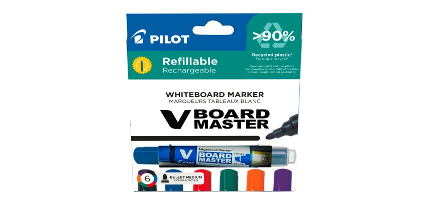 Navulbare uitwisbare marker Pilot V-Board Master ronde punt 4,5 mm - Set van 6