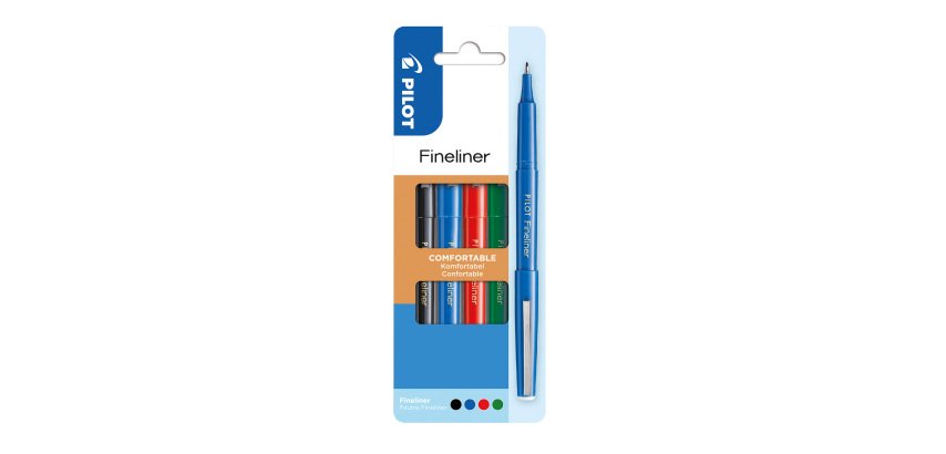 Pilot Fineliner viltstift met dop punt 1,2 mm extra-fijn schrijven - Etui van 4