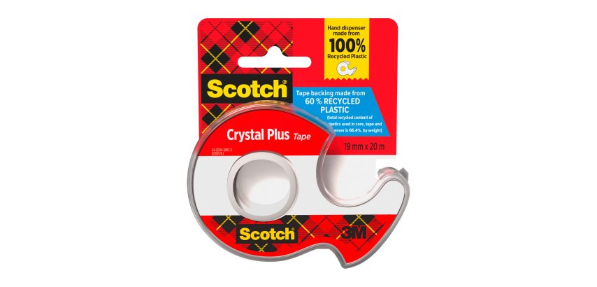 Scotch Crystal Recycling-Klebeband mit Abroller - Breite 19 mm x Länge 20 m