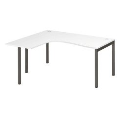 Bureau compact retour à gauche plateau blanc L 160 x P 80 cm, piètement métal - Practica