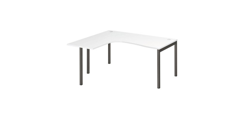 Bureau compact retour à gauche plateau blanc L 160 x P 80 cm, piètement métal - Practica