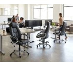 Fauteuil de bureau DARIUS simili cuir, accoudoirs fixes, appui-tête, soutien lombaire, mécanisme basculant centré, pieds aluminium