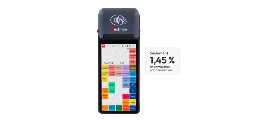 Techfive ECR-76 - Caisse enregistreuse mobile tactile tout-en-un, imprimante intégrée
