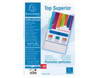Sachet de 100 pochettes perforées polypropylène lisse Qualité + - A4 - Cristal