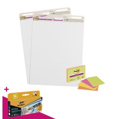 Pack 2 paperboards - chevalets mobiles Meeting Chart + 4 Meeting Notes offertes - Pour l'achat d'1 pack = 1 coffret BIC Intensity OFFERT