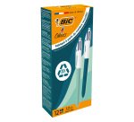 Stylo bille 4 couleurs Bic Recyclé rétractable pointe 1 mm - écriture moyenne - Boite de 12