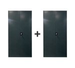 Pack armoire métal Primo portes battantes L 90 x H 185 x P 42 - corps anthracite/portes anthracite 1+1 gratuite