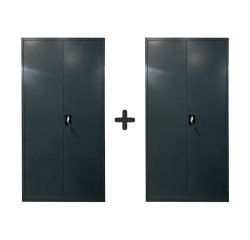 Pack armoire métal Primo portes battantes L 90 x H 185 x P 42 - corps anthracite/portes anthracite 1+1 gratuite