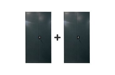 Pack armoire métal Primo portes battantes L 90 x H 185 x P 42 - corps anthracite/portes anthracite 1+1 gratuite