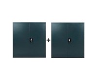 Pack armoire métal Primo portes battantes L 90 x H 102 x P 42 - corps anthracite/portes anthracite 1+1 gratuite