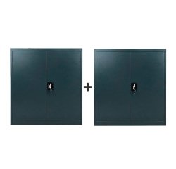 Pack armoire métal Primo portes battantes L 90 x H 102 x P 42 - corps anthracite/portes anthracite 1+1 gratuite
