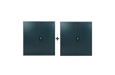 Pack armoire métal Primo portes battantes L 90 x H 102 x P 42 - corps anthracite/portes anthracite 1+1 gratuite