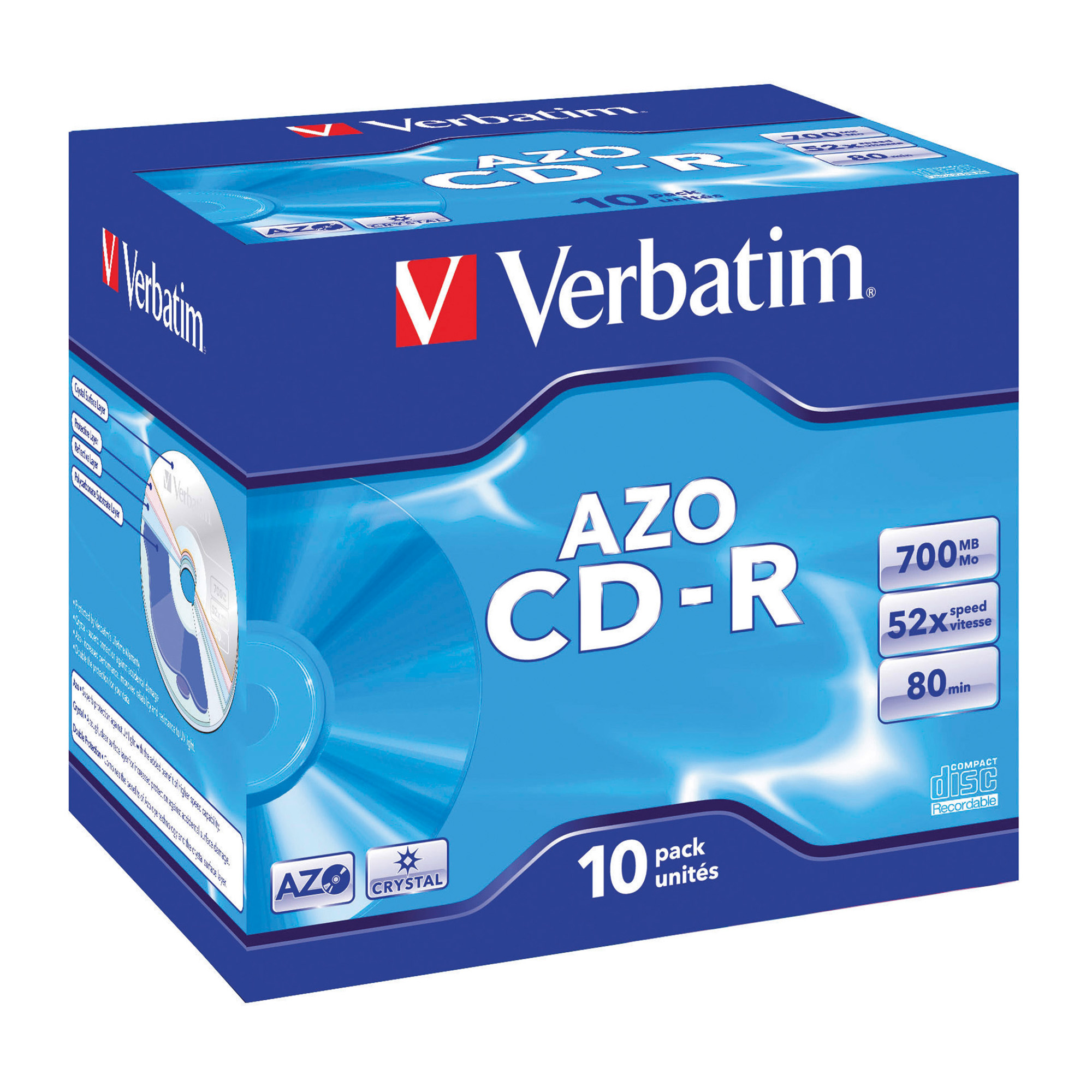 CD-R Verbatim 52x 700 mb 10 unità su