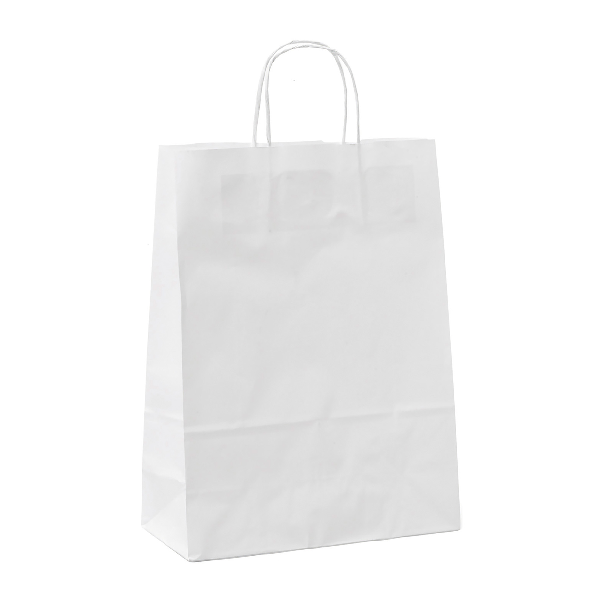 Buste shopper con cordino – carta kraft bianca - Dimensioni (H x L x P): 29  x 22x 10 cm - 25 unità su