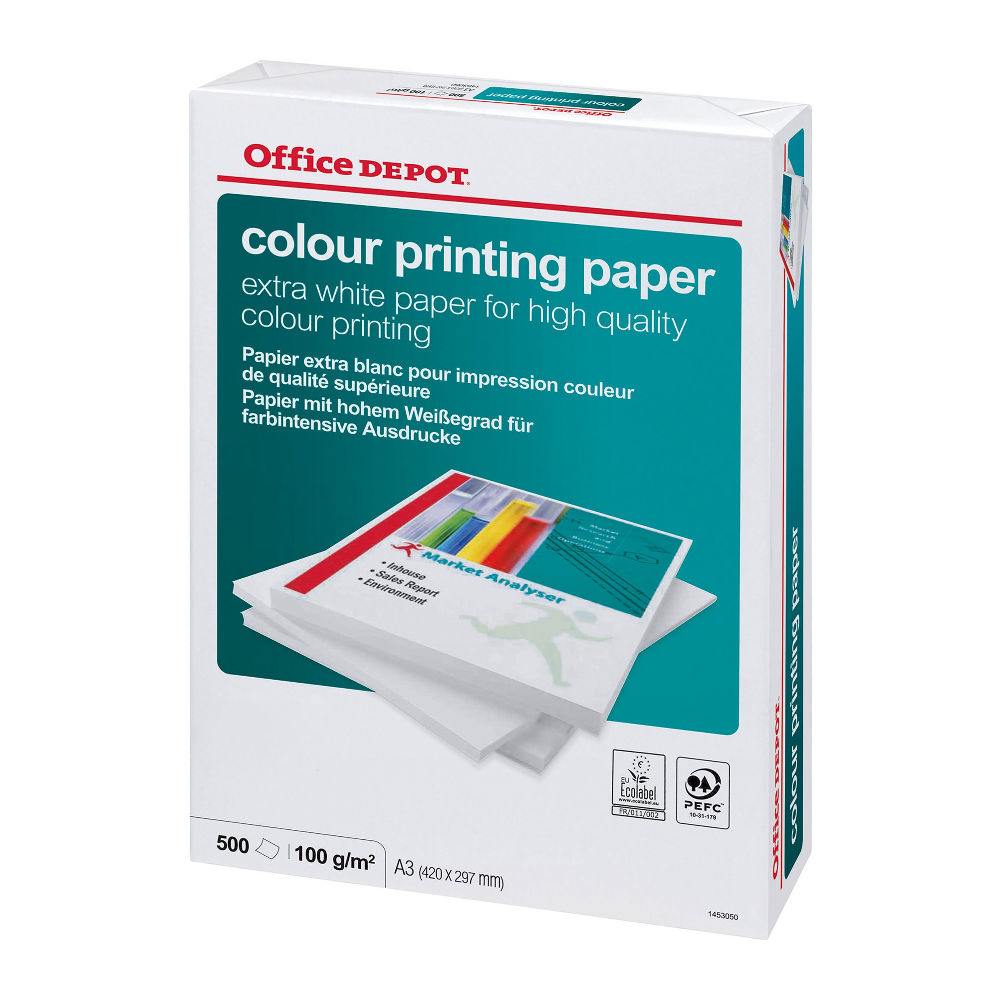 Office Depot A3 Copy Paper 100 gsm Smooth White 500 Sheets
