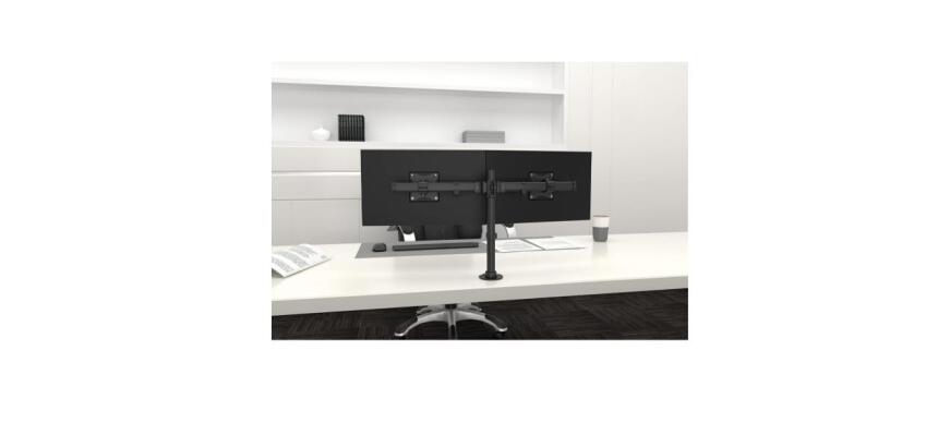 Braccio doppio monitor crossbar Focus - Nero