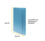 Cartella 3 lembi Holos azzurro in plastica riciclata