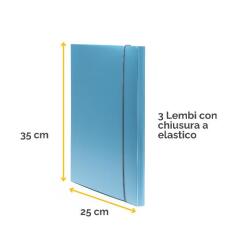 Cartella 3 lembi Holos azzurro in plastica riciclata