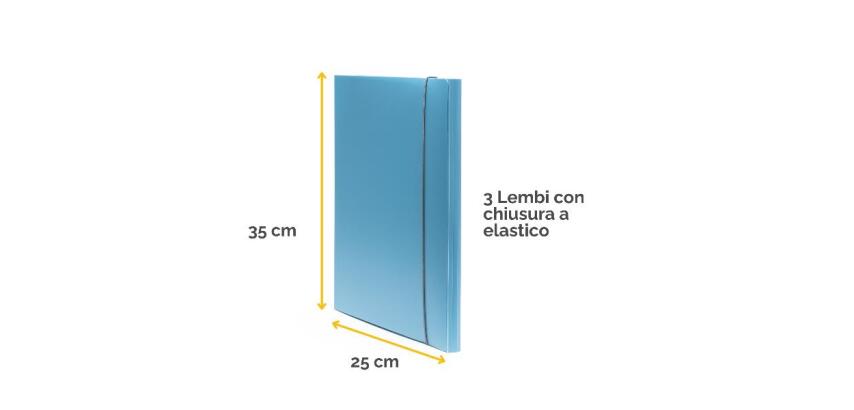 Cartella 3 lembi Holos azzurro in plastica riciclata
