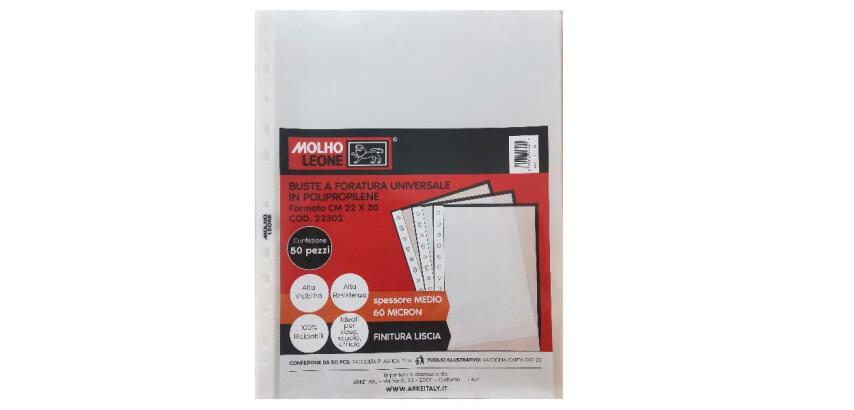 CF50 BUSTE FORATURA UNIVERSALE LISCE 60 MICRON 22X30 CM