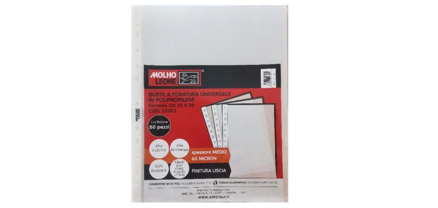 CF50 BUSTE FORATURA UNIVERSALE LISCE 60 MICRON 22X30 CM