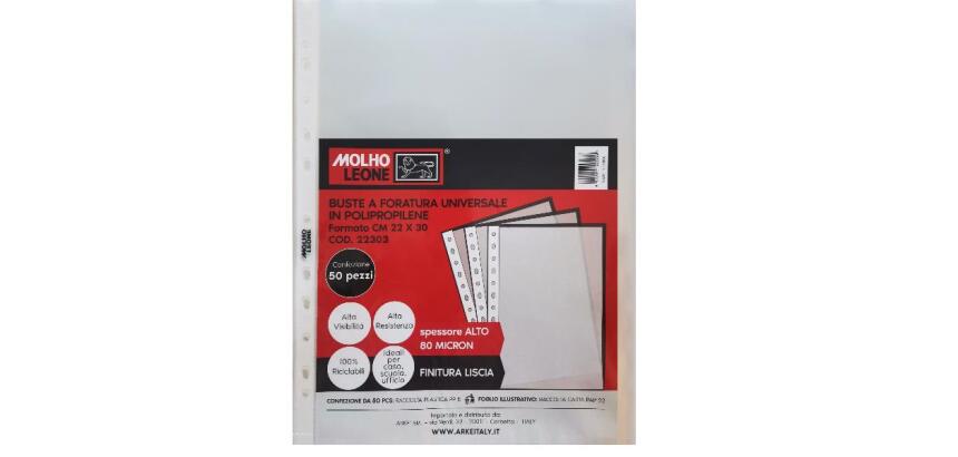 CF50 BUSTE FORATURA UNIVERSALE LISCE 80 MICRON 22X30 CM