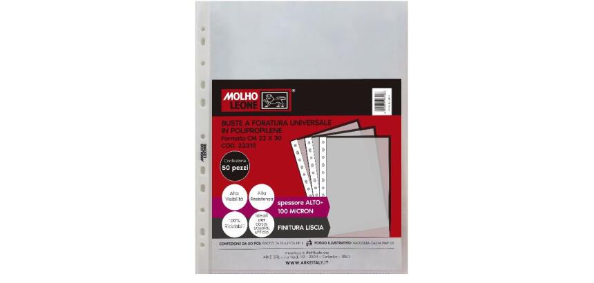 CF50 BUSTE FORATURA UNIVERSALE LISCE 100 MICRON 22X30 CM