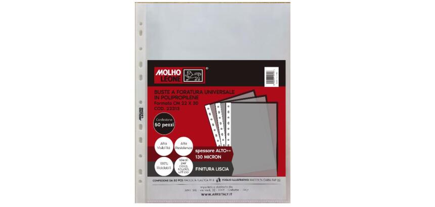 CF50 BUSTE FORATURA UNIVERSALE LISCE 130 MICRON 22X30 CM