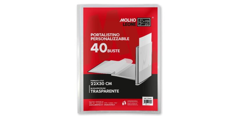 CF12 PORTALISTINI PERSONALIZZABILI TRASPARENTI 40 BUSTE